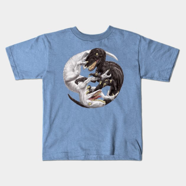 Yin Yang Raptors Kids T-Shirt by AyotaIllustration